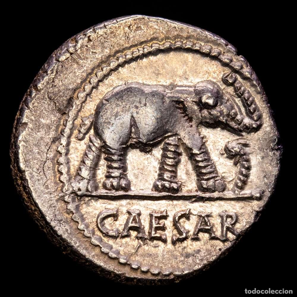 Material numism&aacute;tico: JULIO C&Eacute;SAR. Denario. Galia. Ceca m&oacute;vil (49-48 a.C.). AR 3,71 g. 17,9 mm. CRAW-443.1; FFC-50. XF.