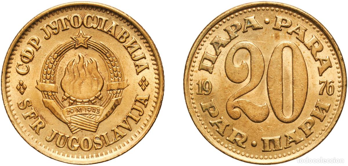 Material numism&aacute;tico: Yugoslavia Socialist Federal Republic 1976 20 Para Aluminium brass (85% Copper, 14.5% Zinc, 0.5% Al