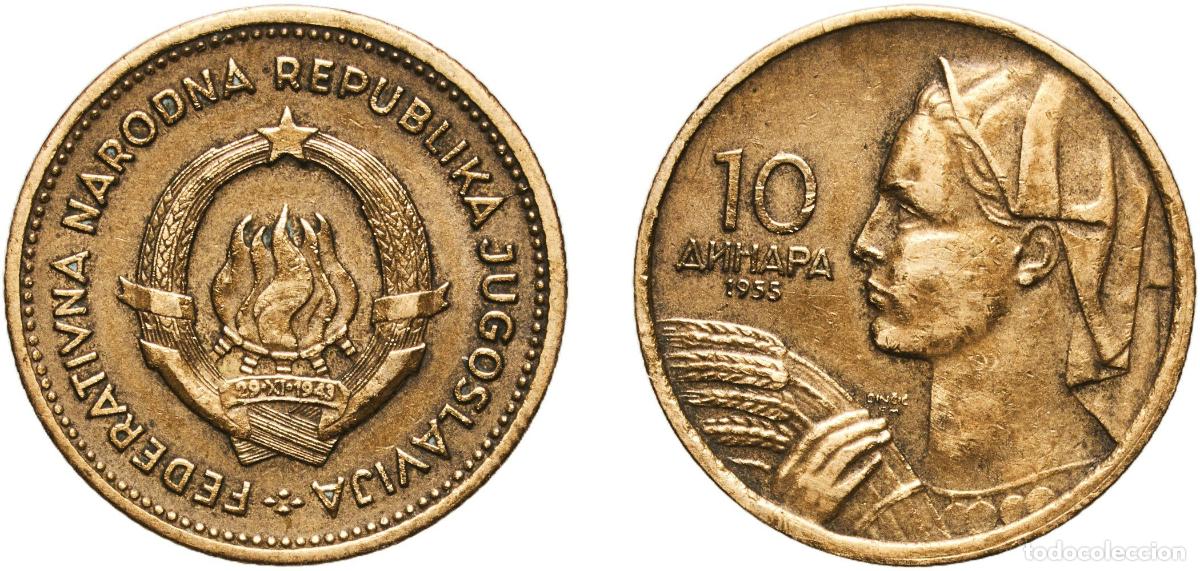 Material numism&aacute;tico: Yugoslavia Federal People's Republic 1955 10 Dinara (FNR legend) Aluminium bronze (91 % Copper, 9 %