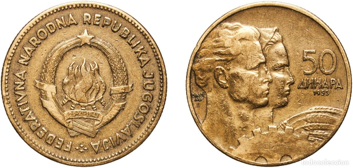 Material numism&aacute;tico: Yugoslavia Federal People's Republic 1955 50 Dinara (FNR legend) Aluminium bronze (91 % Copper, 9 %