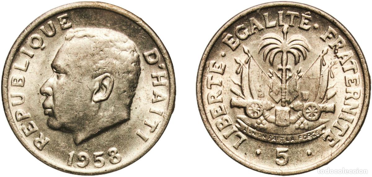 Material numism&aacute;tico: Haiti Second Republic 1958 5 Centimes Nickel brass (70% Copper, 18% Zinc, and 12% Nickel) Philadelp