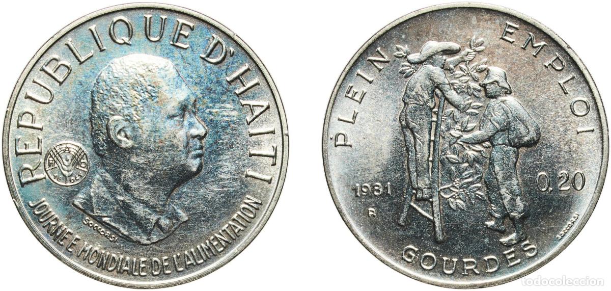 Material numism&aacute;tico: Haiti Second Republic 1981 R 20 Centimes (FAO) Copper-nickel Rome Mint (500000) 7.38g UNC KM 147 S
