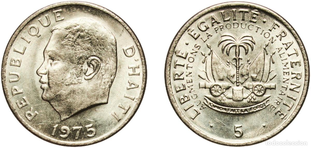 Material numism&aacute;tico: Haiti Second Republic 1975 5 Centimes (FAO) Nickel brass (70% Copper, 18% Zinc, and 12% Nickel) San