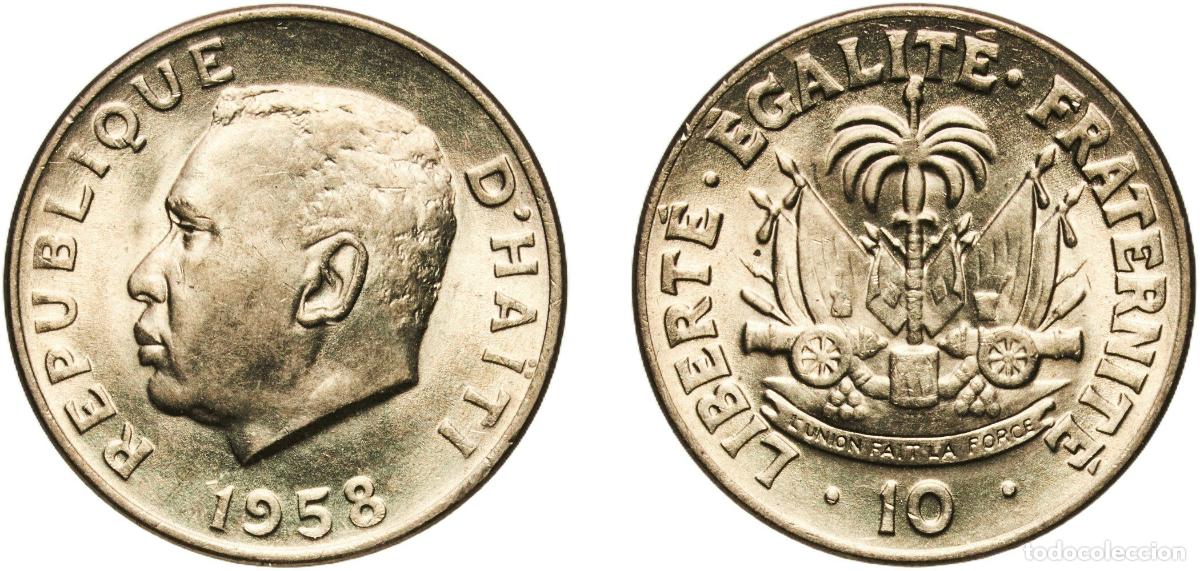 Material numism&aacute;tico: Haiti Second Republic 1958 10 Centimes Nickel brass (70% Copper, 18% Zinc, and 12% Nickel) Philadel
