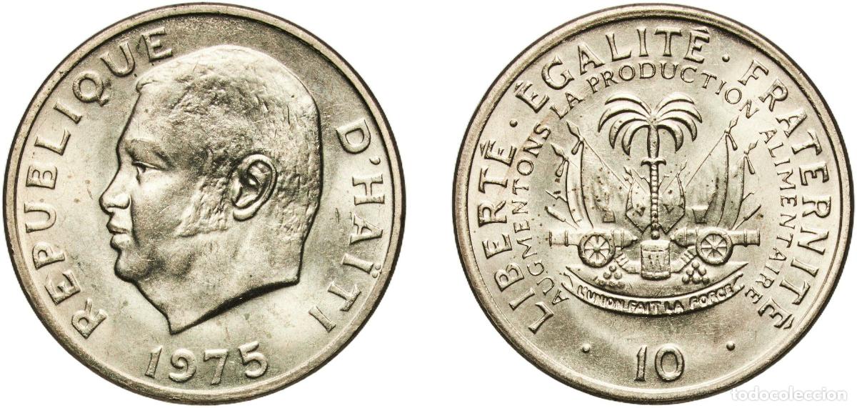 Material numism&aacute;tico: Haiti Second Republic 1975 10 Centimes (FAO) Nickel brass (70% Copper, 18% Zinc, and 12% Nickel) Sa