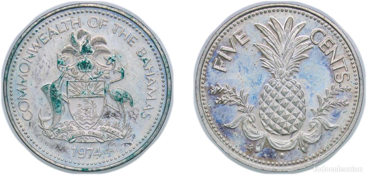 Material numism&aacute;tico: The Bahamas Commonwealth 1974 FM 5 Cents (non-magnetic) Copper-nickel (75% Copper, 25% Nickel) The
