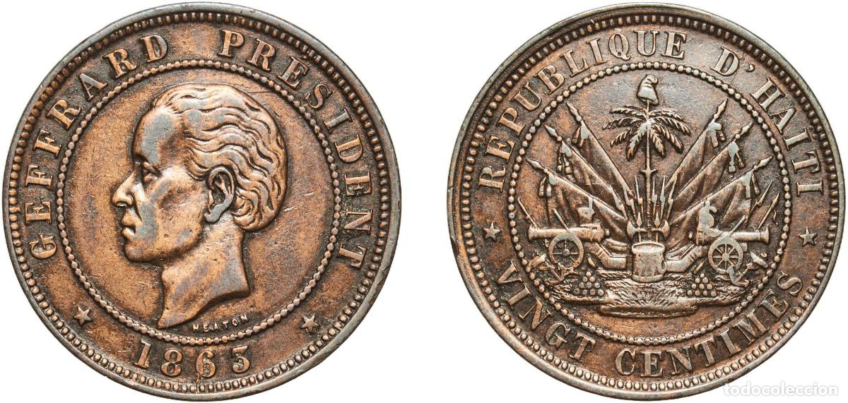 Materiale numismatico: Haiti First Republic 1863 HEATON 20 Centimes Bronze Heaton and Sons / The Mint Birmingham Limited (