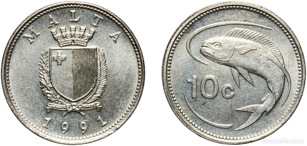 Material numism&aacute;tico: Malta Republic 1991 10 Cents Copper-nickel Malta Mint 4.96g UNC KM 96 Sch&ouml;n 95