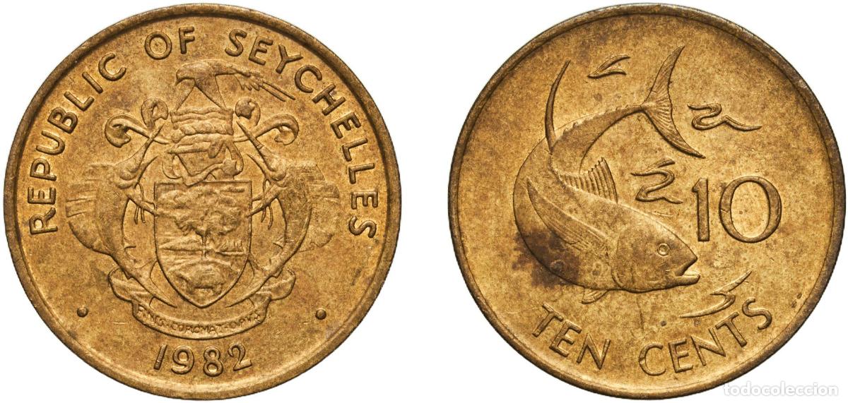 Material numism&aacute;tico: Seychelles Republic 1982 10 Cents Brass (64% Copper, 36% Zinc) Royal Mint (1000000) 3.37g UNC KM 4