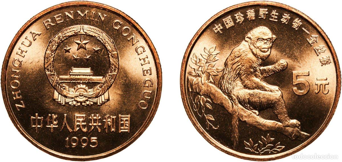 Material numism&aacute;tico: China People's Republic 1995 5 Yuan (Golden Monkey) Copper 13.5g BU KM 714 Y 547