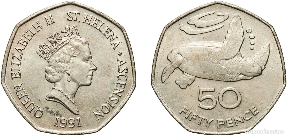 Material numism&aacute;tico: Saint Helena and Ascension British Overseas Territory 1991 50 Pence - Elizabeth II (3rd portrait) C
