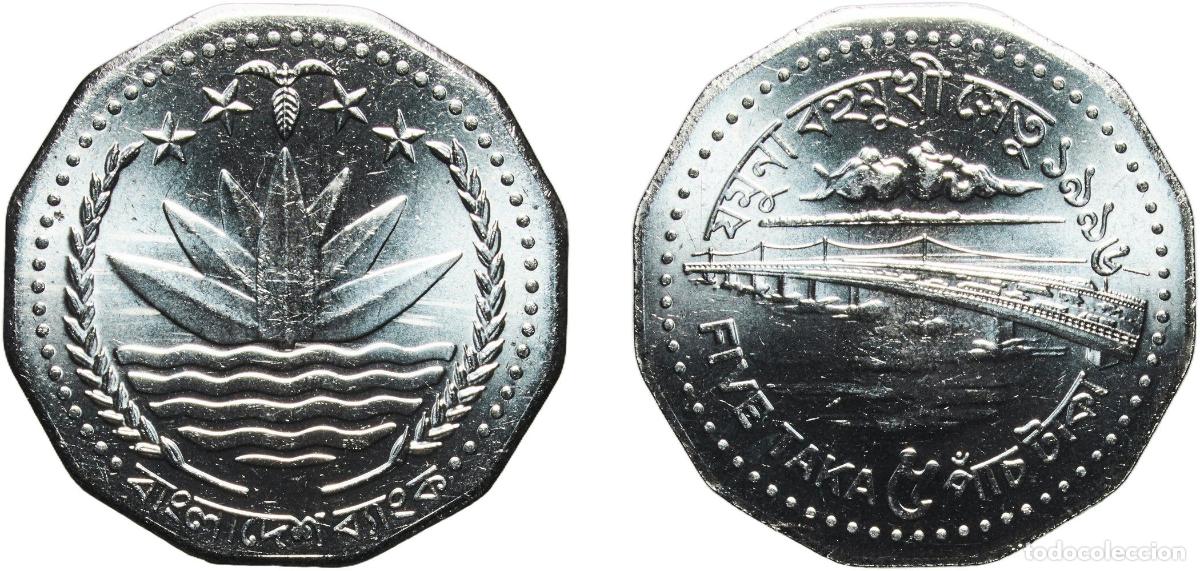 Material numism&aacute;tico: Bangladesh People's Republic 1996 5 Taka Stainless steel 7.96g UNC KM 18.1 KM 18.2 KM 18.3 Sch&ouml;n 2