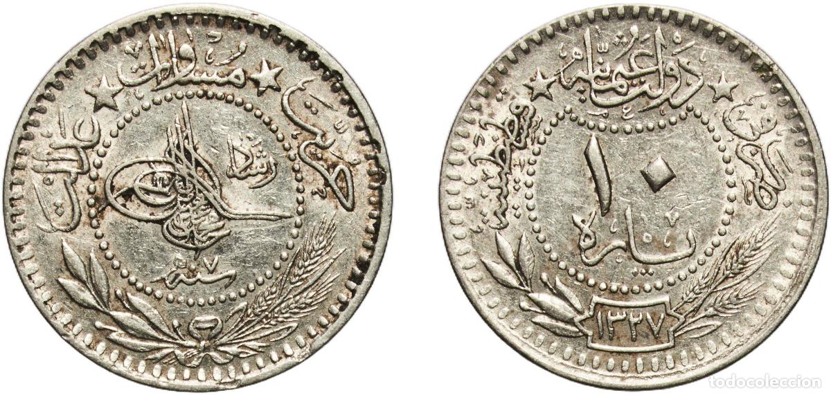 Material numism&aacute;tico: Ottoman Empire AH1327 (1915) ٧ 10 Para - Mehmed V (&rdquo;Reshat&rdquo; right of Toughra) Nickel Konstantiniyye