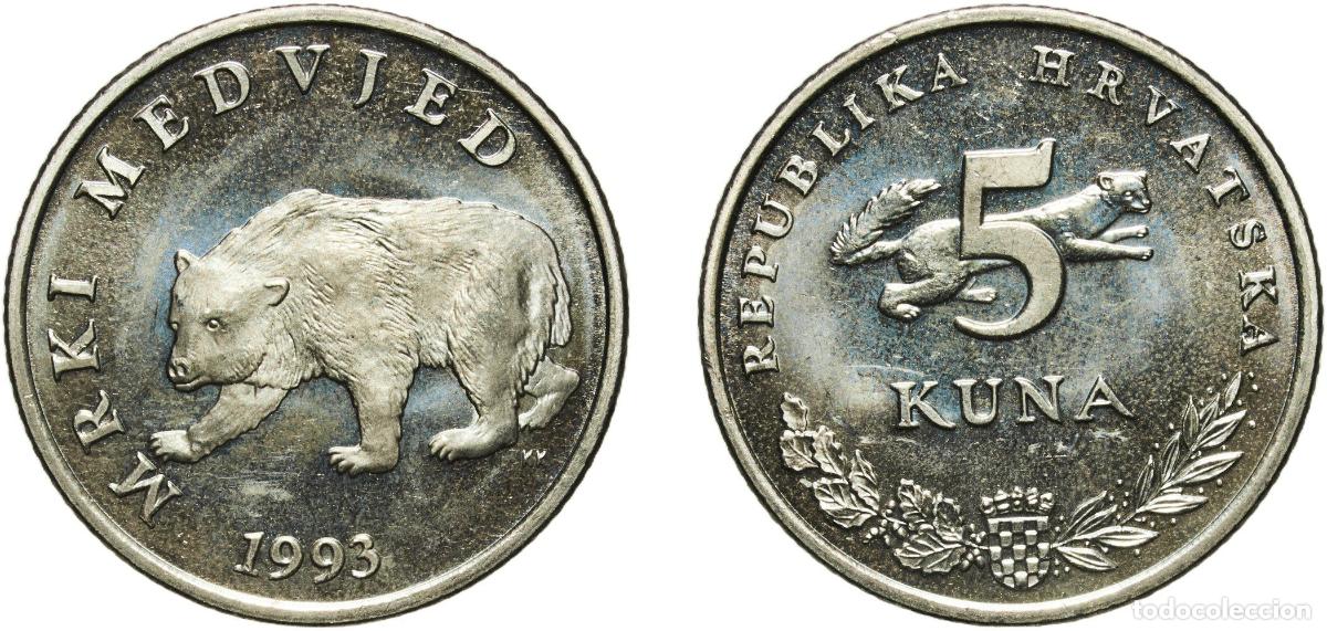 Material numism&aacute;tico: Croatia Republic 1993 5 Kuna (Croatian text) Nickel brass (63.1% Copper, 23.2% Nickel, 13.7% Zinc)