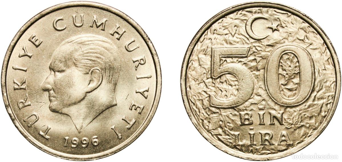 Material numism&aacute;tico: Turkey Republic 1996 50 000 Lira Nickel brass (69.5% Copper, 18% Zinc, 12% Nickel, 0.5% Manganese)