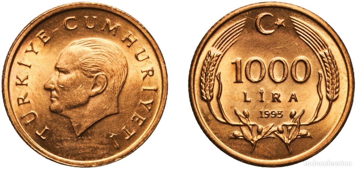 Material numism&aacute;tico: Turkey Republic 1995 1000 Lira Brass (90% Copper, 10% Zinc) (36820000) 3.04g UNC KM 1028 Sch&ouml;n 557