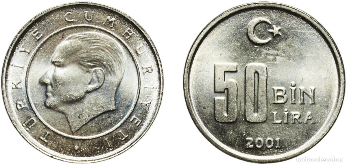 Material numism&aacute;tico: Turkey Republic 2001 50 000 Lira Nickel brass (65% Copper, 18% Nickel, 17% Zinc) (34754000) 3.12g U