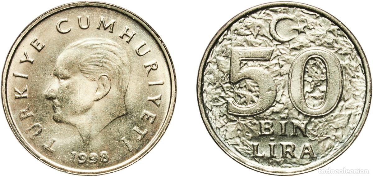 Material numism&aacute;tico: Turkey Republic 1998 50 000 Lira Nickel brass (69.5% Copper, 18% Zinc, 12% Nickel, 0.5% Manganese)