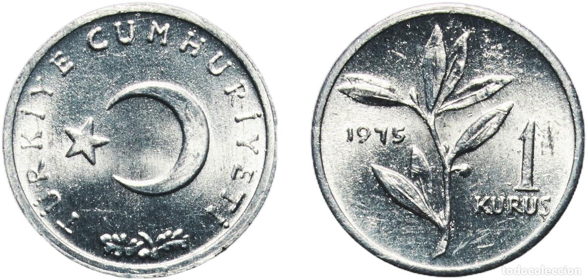Material numism&aacute;tico: Turkey Republic 1975 1 Kuruş Aluminium (99.5% Aluminium, 0.4% Iron, 0.1% Other) Turkish State Mint