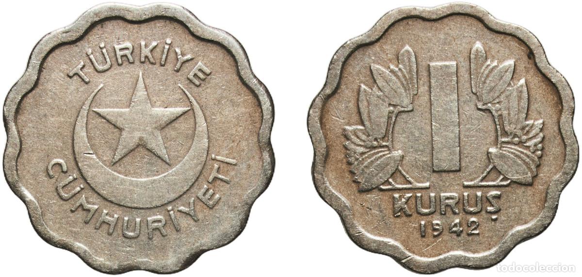 Material numism&aacute;tico: Turkey Republic 1942 1 Kuruş Copper-nickel (75% Copper, 25% Nickel) (10800000) 2.48g XF KM 867 Sch