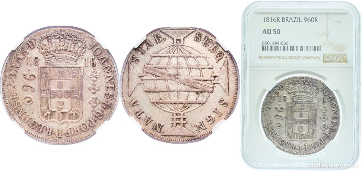 Material numism&aacute;tico: Brazil Portuguese colony 1816 R 960 R&eacute;is - Jo&atilde;o Prince Regent Silver (.896) Casa da Moeda do Brasil