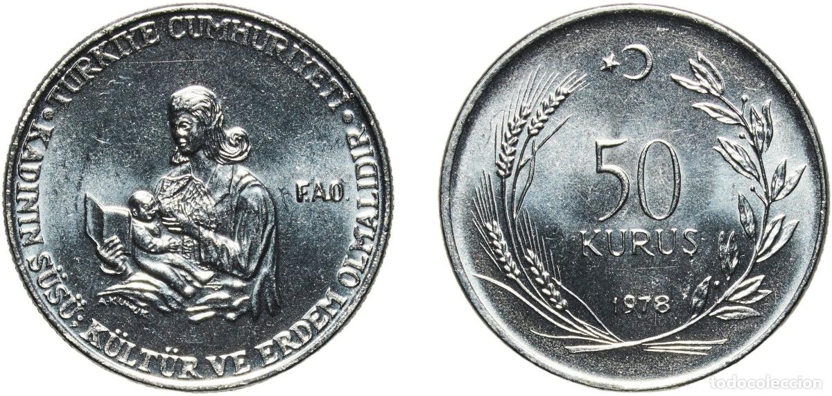 Material numism&aacute;tico: Turkey Republic 1978 50 Kuruş (FAO) Stainless steel (79.15-80.65% Iron, 0.14% Carbon, 17.5-19% Chro
