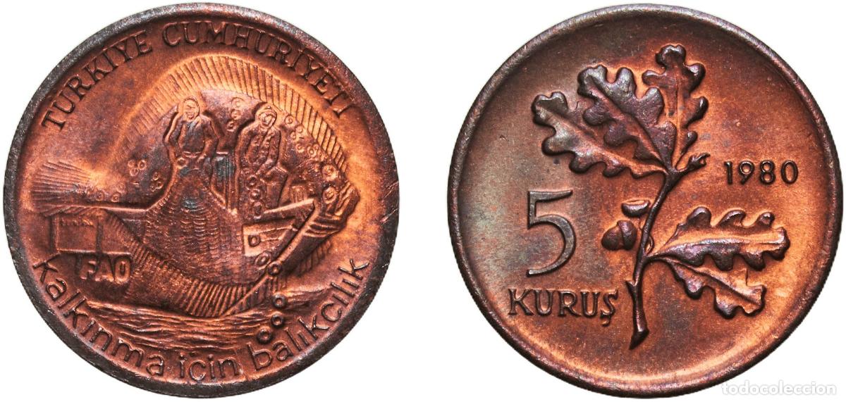 Material numism&aacute;tico: Turkey Republic 1980 5 Kuruş (FAO) Bronze (13000) 2.09g UNC KM 934 Sch&ouml;n 451