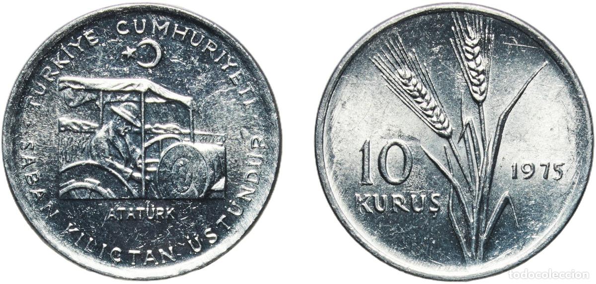 Material numism&aacute;tico: Turkey Republic 1975 10 Kuruş (FAO) Aluminium (99.5% Aluminium, 0.4% Iron, 0.1% Other) Turkish Stat