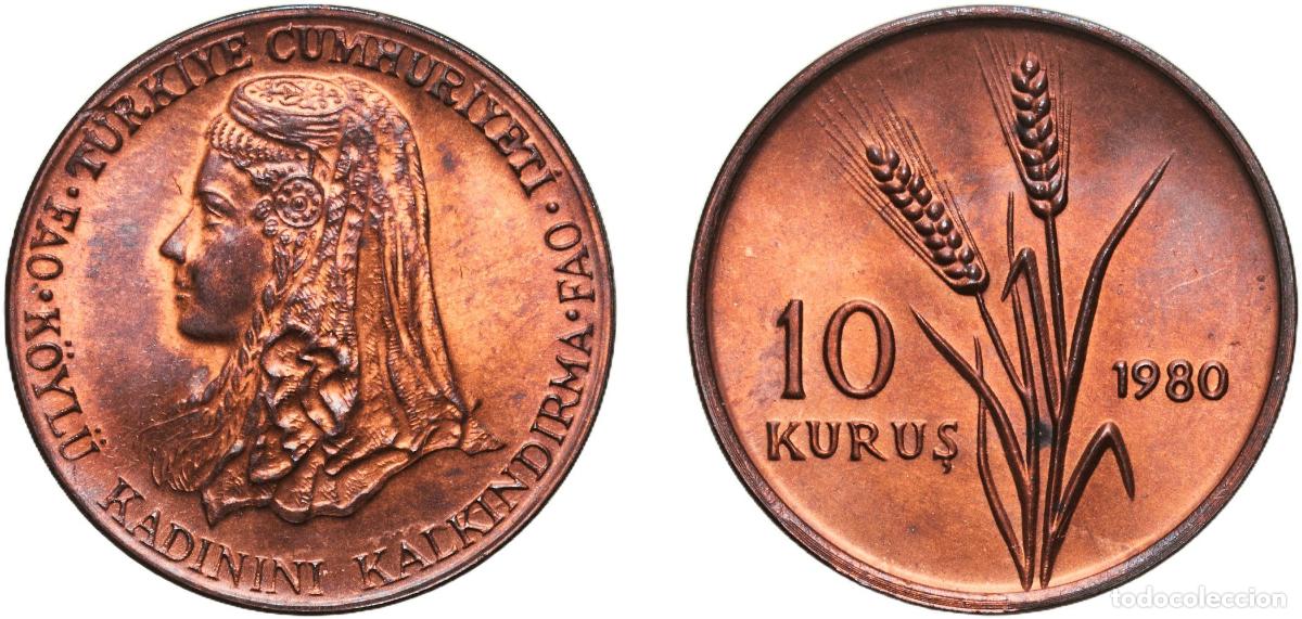 Material numism&aacute;tico: Turkey Republic 1980 10 Kuruş (FAO) Bronze (13000) 3.44g UNC KM 935 Sch&ouml;n 445