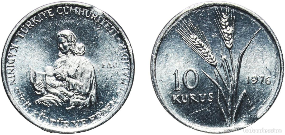 Material numism&aacute;tico: Turkey Republic 1976 10 Kuruş (FAO) Aluminium (99.5% Aluminium, 0.4% Iron, 0.1% Other) Turkish Stat