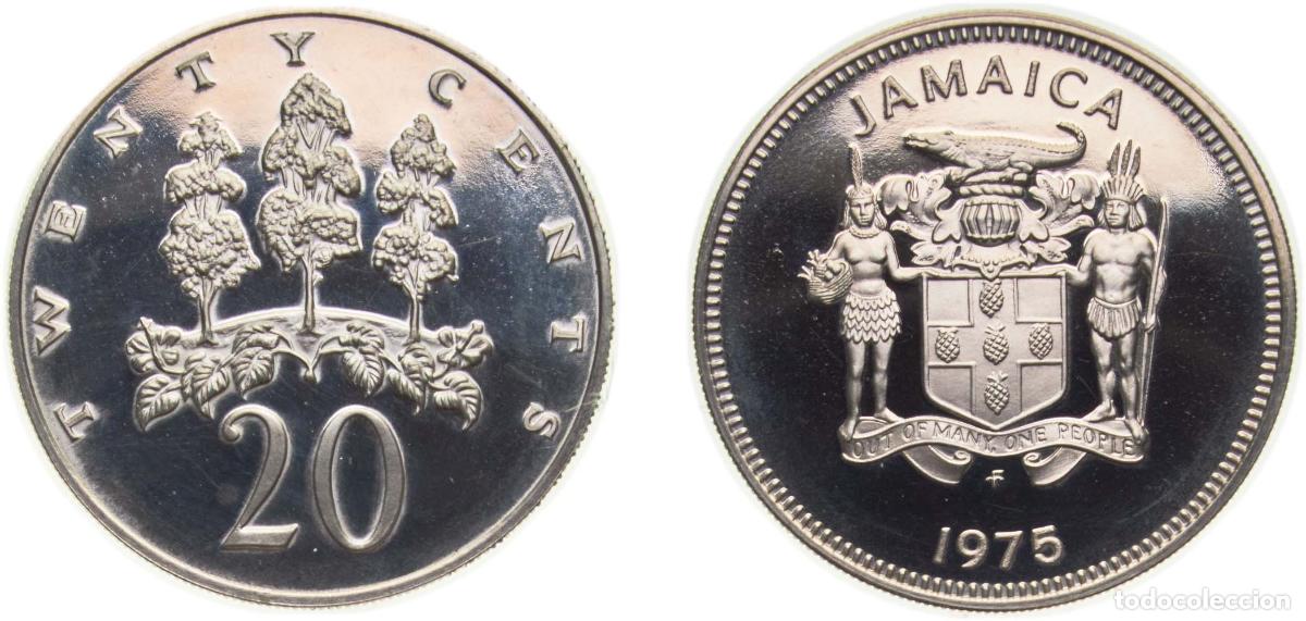 Material numism&aacute;tico: Jamaica Commonwealth 1975 FM 20 Cents (Narrow legend; set issue) Copper-nickel The Franklin Mint (1
