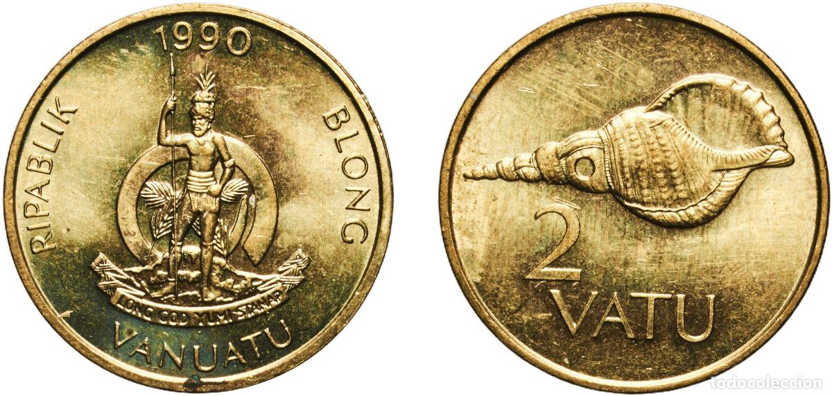 Material numism&aacute;tico: Vanuatu Republic 1990 2 Vatu Nickel brass Royal Mint 2.91g UNC KM 4 Sch&ouml;n 17