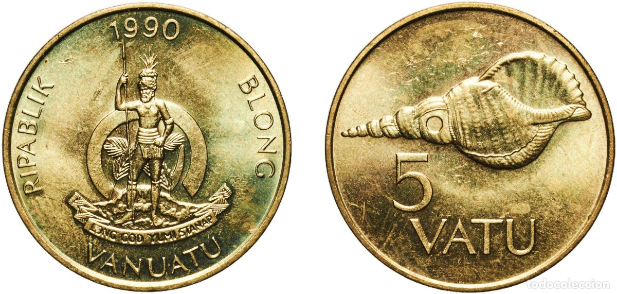 Material numism&aacute;tico: Vanuatu Republic 1990 5 Vatu Nickel brass Royal Mint 4g UNC KM 5 Sch&ouml;n 18