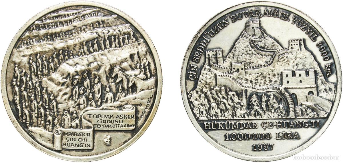 Material numism&aacute;tico: Turkey Republic 1997 1 000 000 Lira (Great Wall of China) Silver (.925) Turkish State Mint (4273) 3