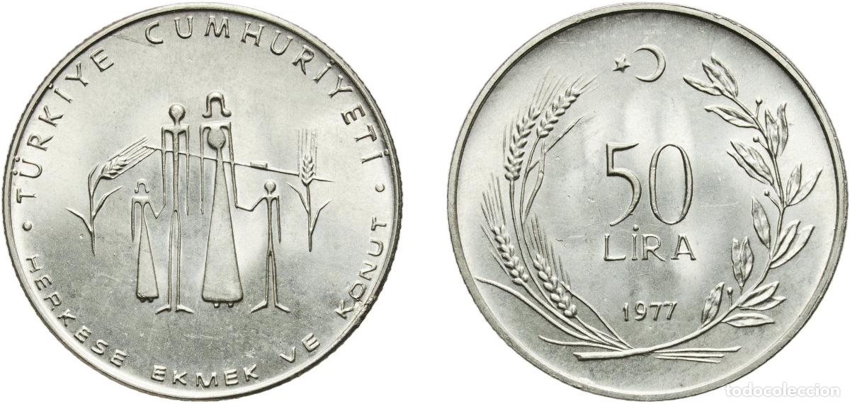 Material numism&aacute;tico: Turkey Republic 1977 50 Lira (FAO) Silver (.830) Turkish State Mint (24569) 8.83g UNC KM 912