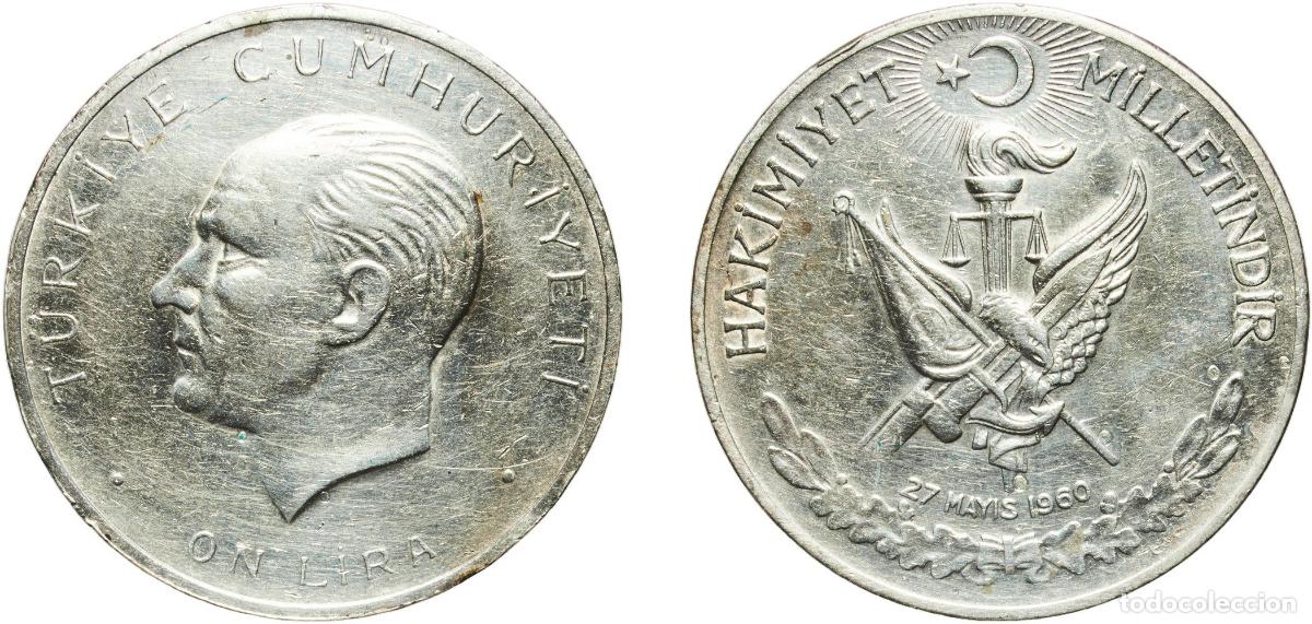 Material numism&aacute;tico: Turkey Republic 1960 10 Lira (27 May 1960 Revolution) Silver (.830) (Copper .170) Turkish State Min