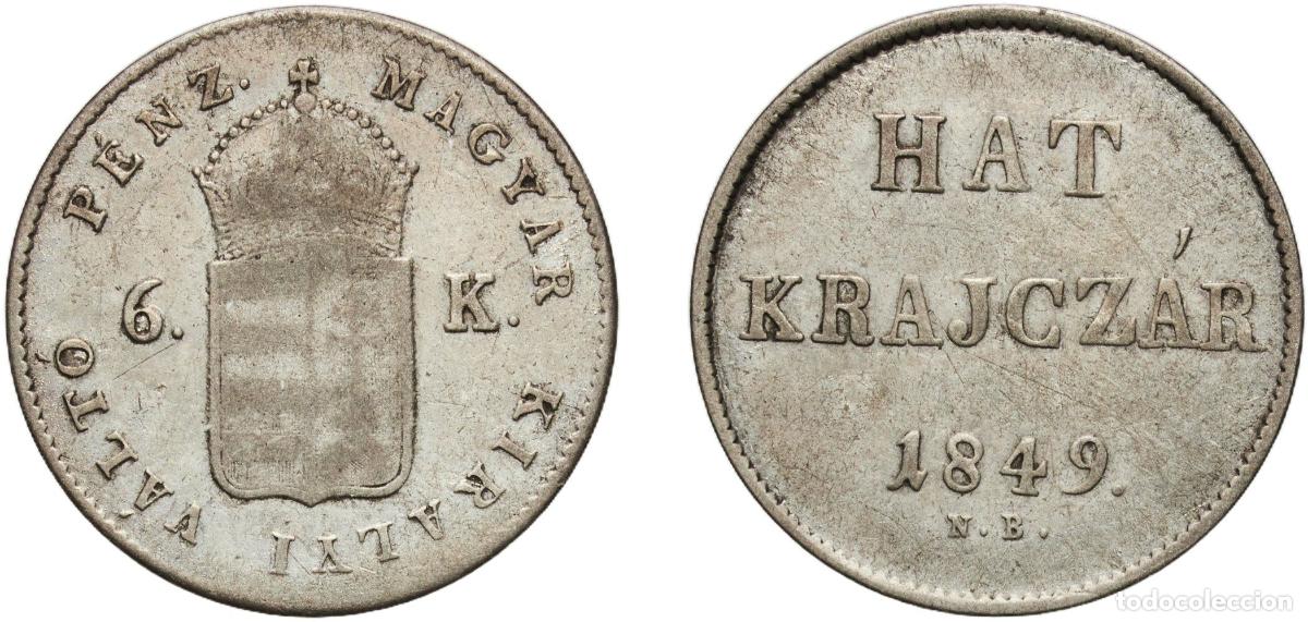 Material numism&aacute;tico: Hungary Kingdom 1849 N. B. 6 Kreuzers (War of Independence Coinage) Billon (.4375 silver) Baia Mare