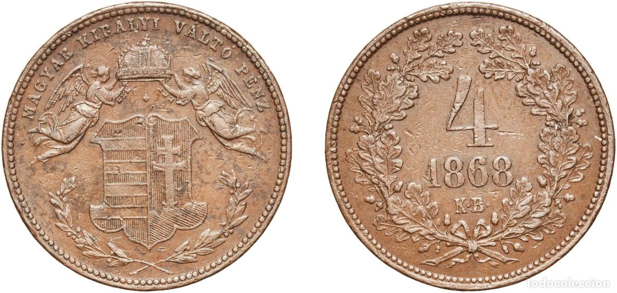 Material numism&aacute;tico: Hungary Austro-Hungarian Empire 1868 K.B. 4 Kreuzers - Francis Joseph I Copper Kremnica Mint (30992