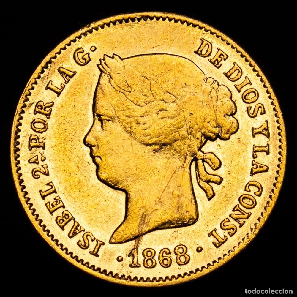 Material numism&aacute;tico: Isabel II (1833-1868). 1 peso. 1868. Manila. (Cal-833). Au. 1,68 g. VF.