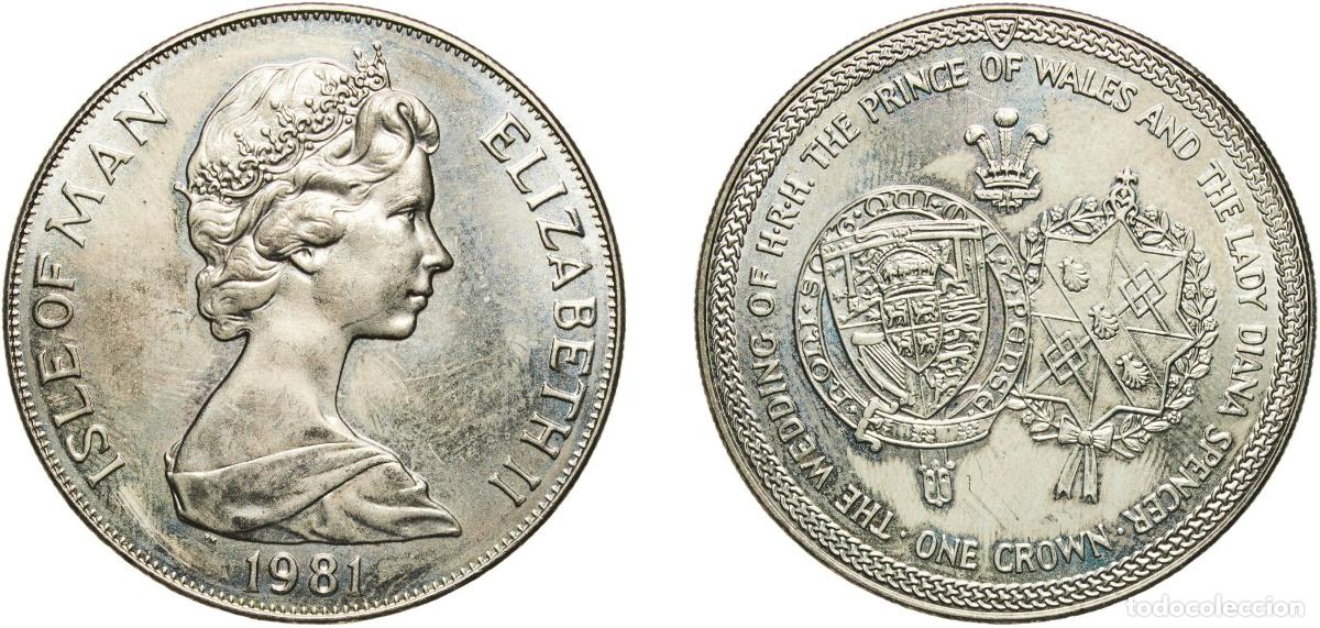 Material numism&aacute;tico: Isle of Man British dependency 1981 PM 1 Crown - Elizabeth II (Royal Wedding) Copper-nickel Pobjoy