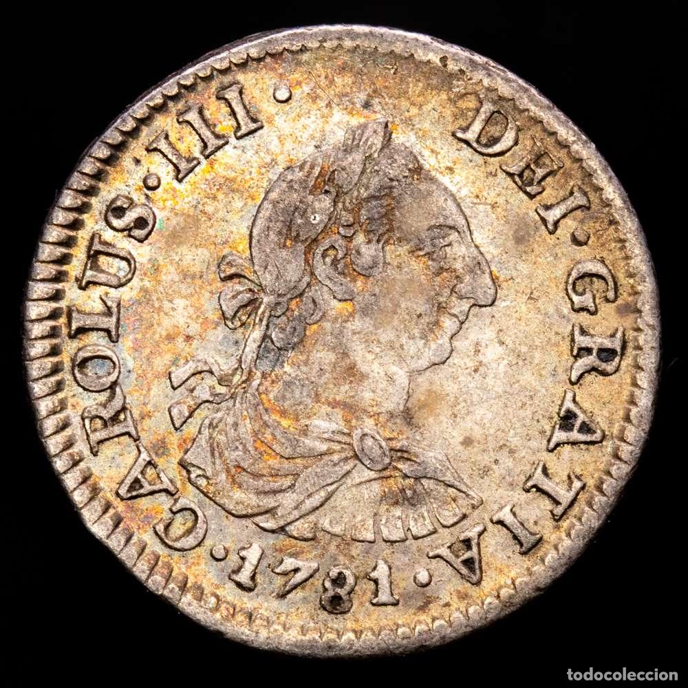 Material numism&aacute;tico: Carlos III (1759-1788). 1/2 real. 1781. M&eacute;xico. FF. (Cal-207). Ag. 1,59 g. VF+. Suave p&aacute;tina.