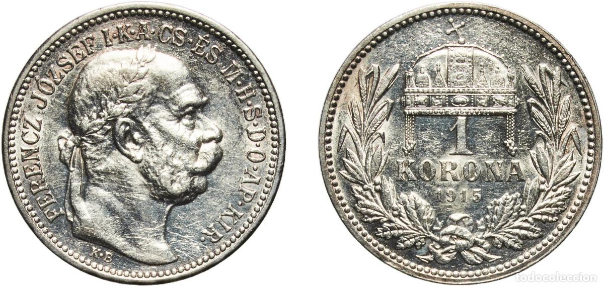 Material numism&aacute;tico: Hungary Austro-Hungarian Empire 1915 KB 1 Korona (Franz Joseph I) Silver (.835) Kremnica Mint (3934