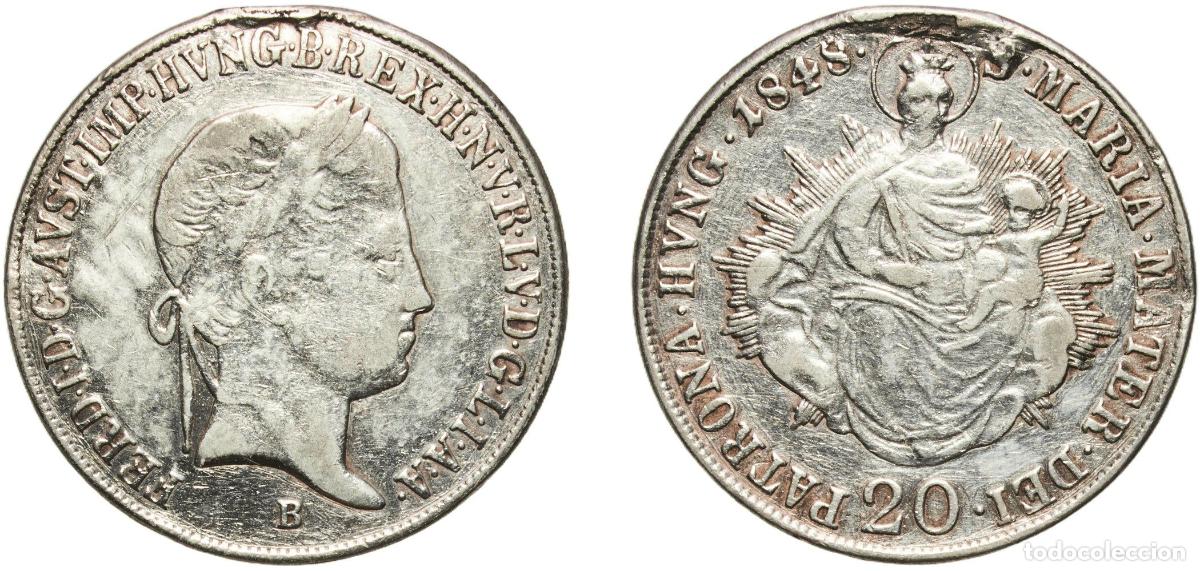 Material numism&aacute;tico: Hungary Kingdom 1848 B 20 Krajcz&aacute;r - V. Ferdin&aacute;nd Silver (.583) Kremnica Mint (14972000) 6.57g VF M