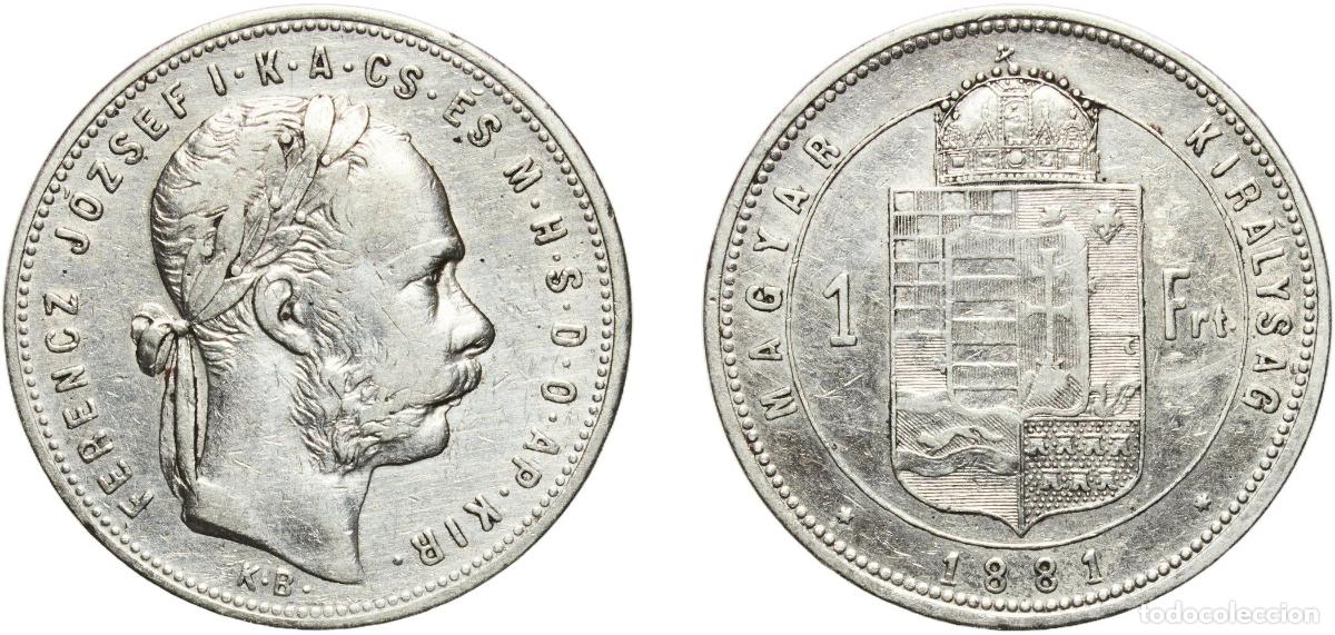 Material numism&aacute;tico: Hungary Austro-Hungarian Empire 1881 K B 1 Forint - Ferenc J&oacute;zsef Silver (.900) Kremnica Mint (1549