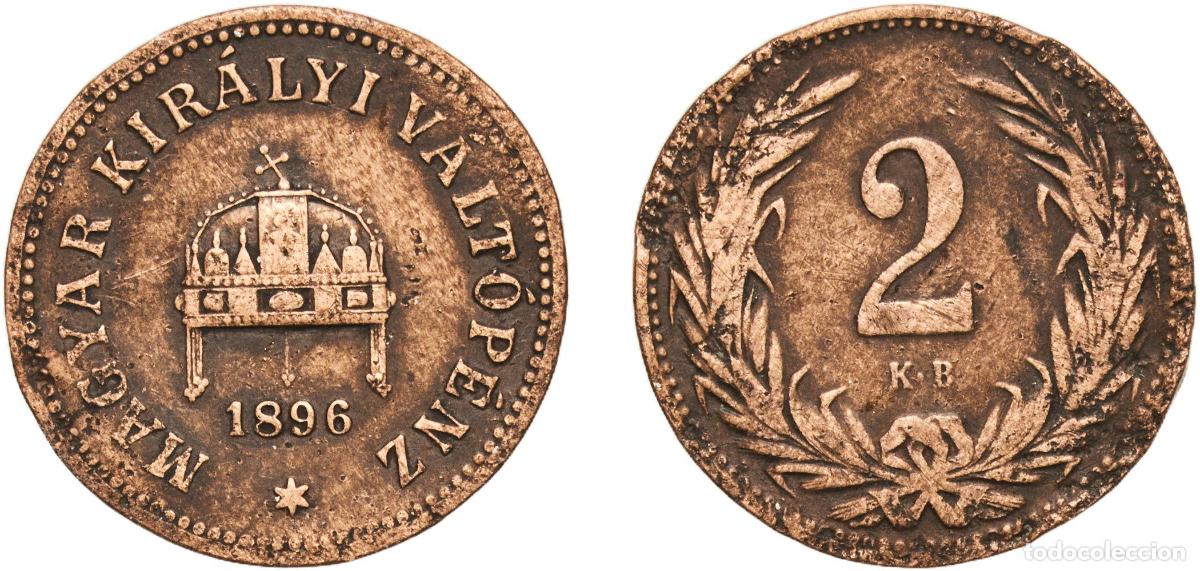 Material numism&aacute;tico: Hungary Austro-Hungarian Empire 1896 KB 2 Fill&eacute;r Bronze Kremnica Mint (53715725) 3.29g VF KM 481 S