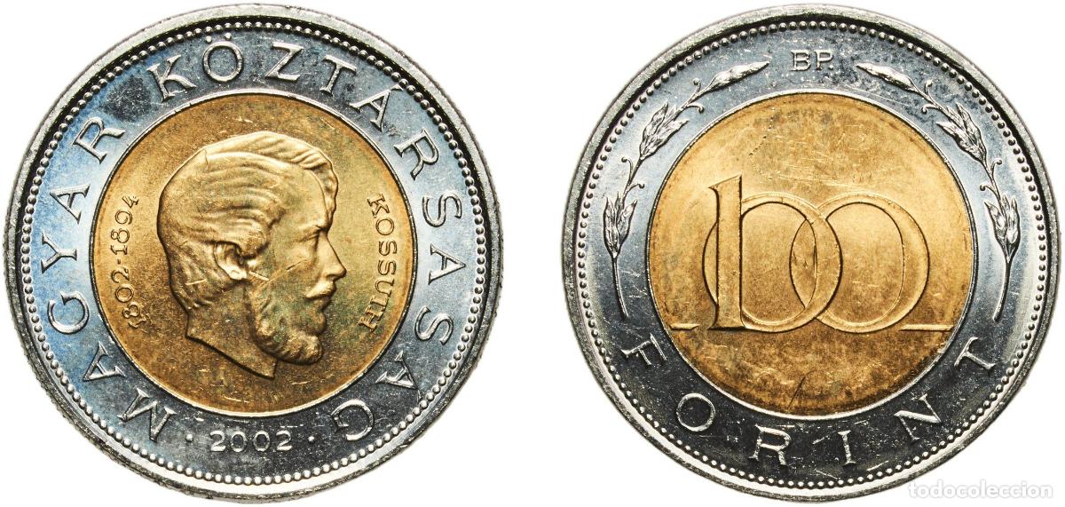 Material numism&aacute;tico: Hungary Republic 2002 BP. 100 Forint (Lajos Kossuth) Bimetallic: copper-nickel centre in nickel rin