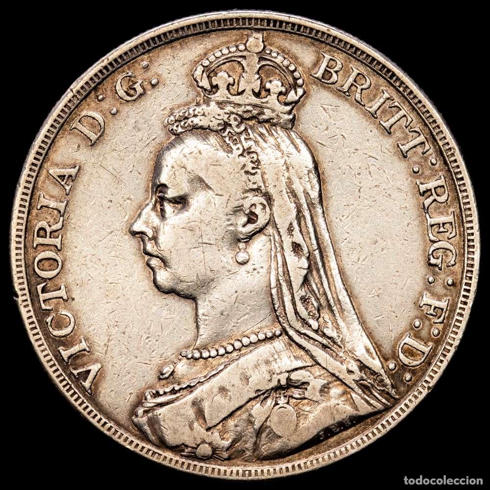 Material numism&aacute;tico: Gran Breta&ntilde;a. Victoria. 1 corona. 1889. (Km-765) Ag. 28,10 g. MBC-.