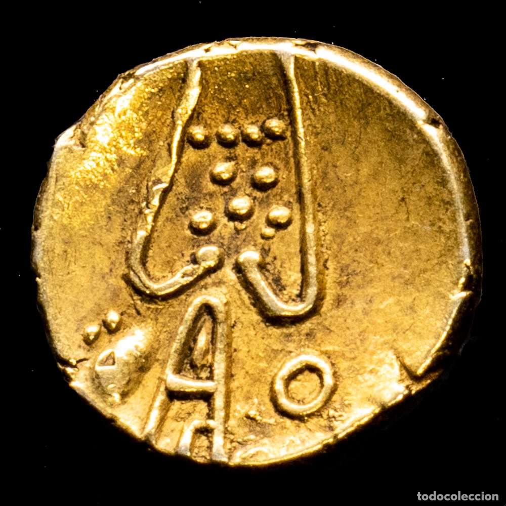 Material numism&aacute;tico: India - Vijcyanagar. Gold Fanan. (0,30 g.). 1642-1685. UNC. Umifale type. Sri Rangaraya III