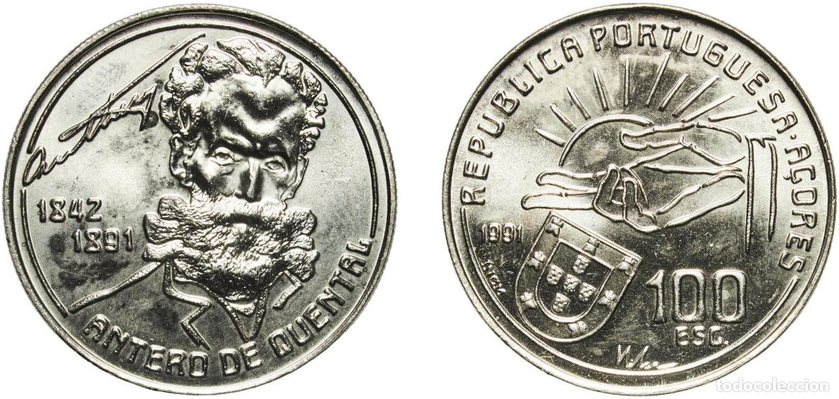 Material numism&aacute;tico: Portugal Third Republic 1991 INCM 100 Escudos (Antero de Quental) Copper-nickel (Cu 750 + Ni 250) L