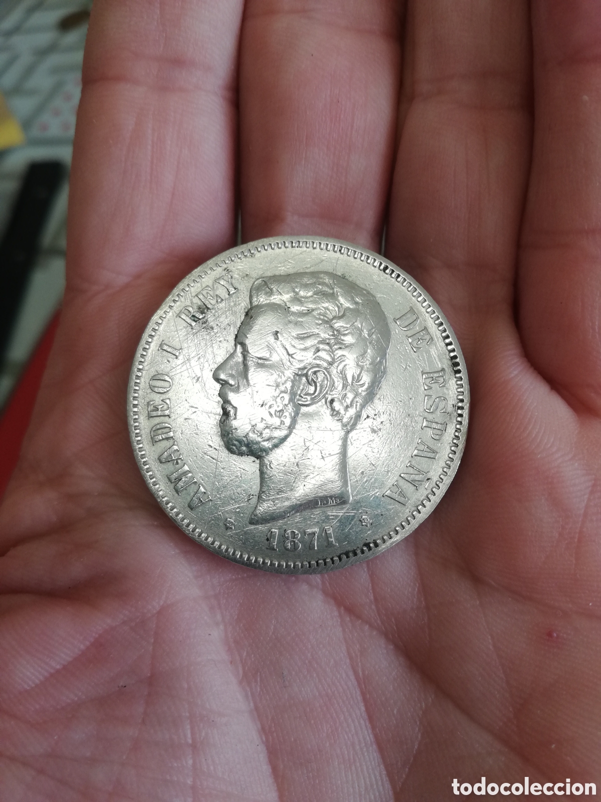 Material numism&aacute;tico: 5 pesetas 1871 Amadeo I estrella 73
